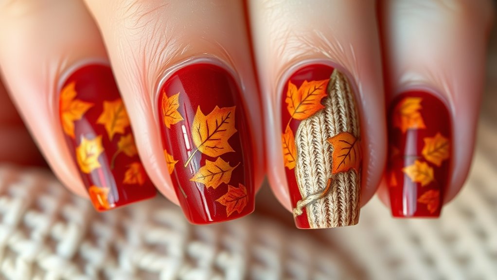 autumn leaves sweater nails