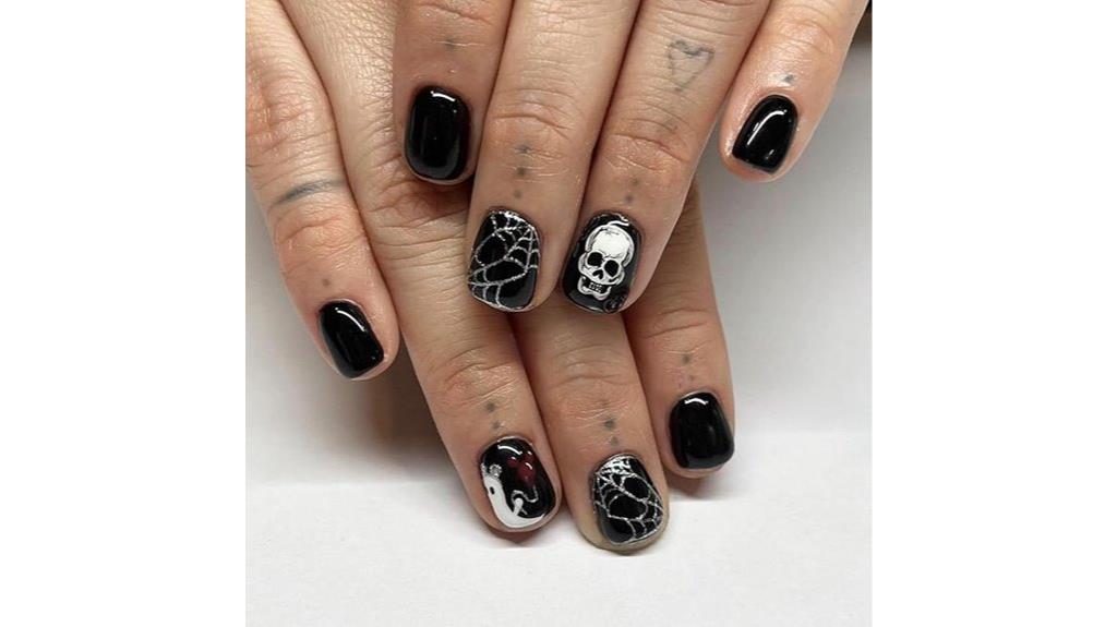 black halloween press on nails