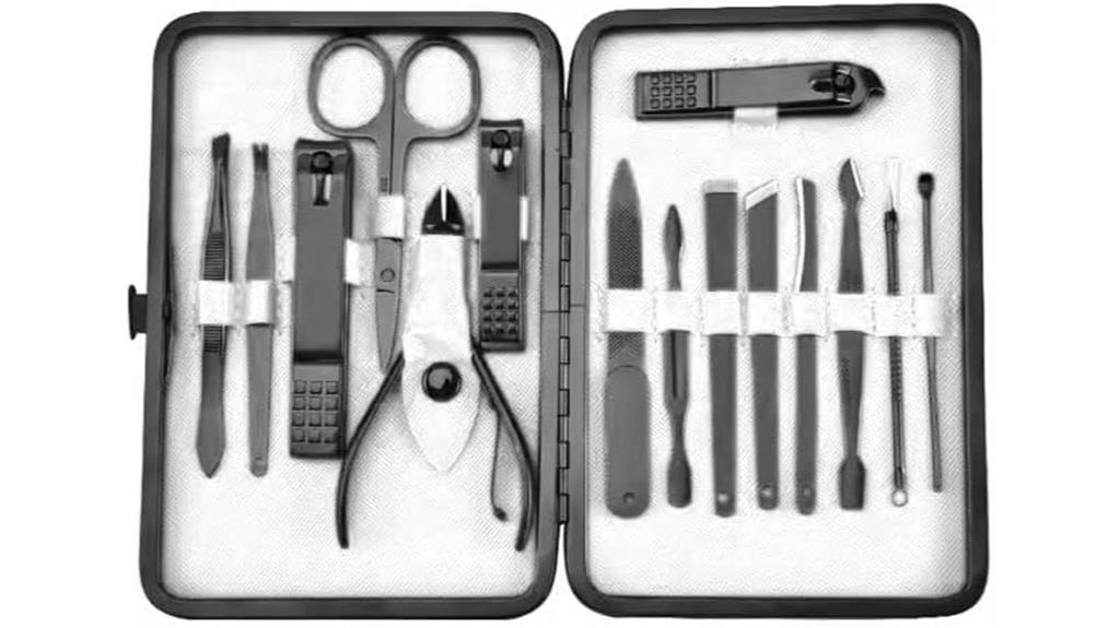 black stainless steel grooming kit