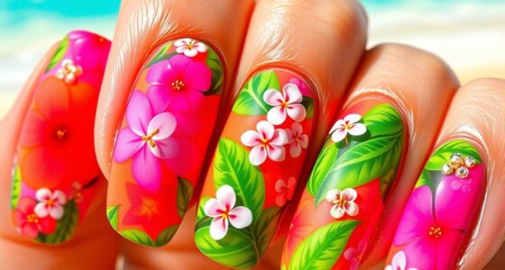 bright tropical summer nails