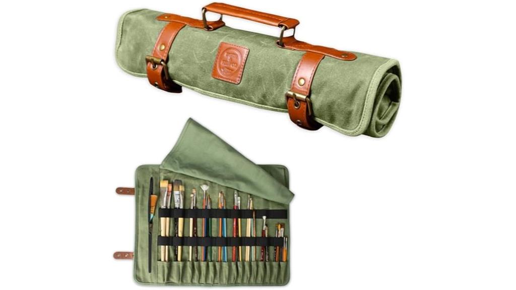 canvas and leather brush holder