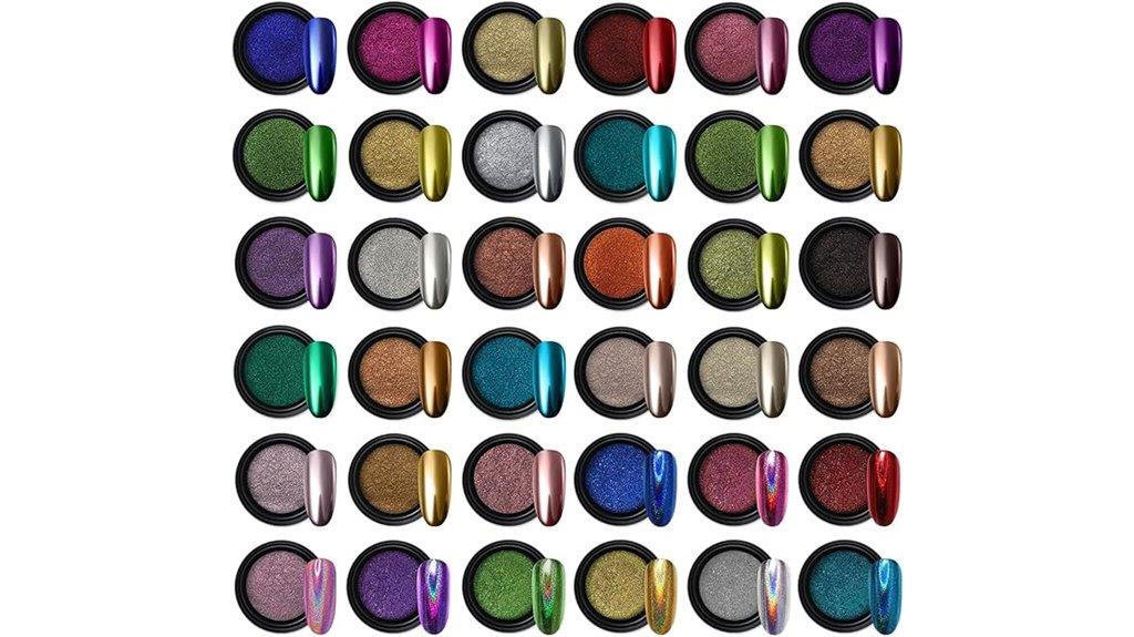 chrome nail powder art