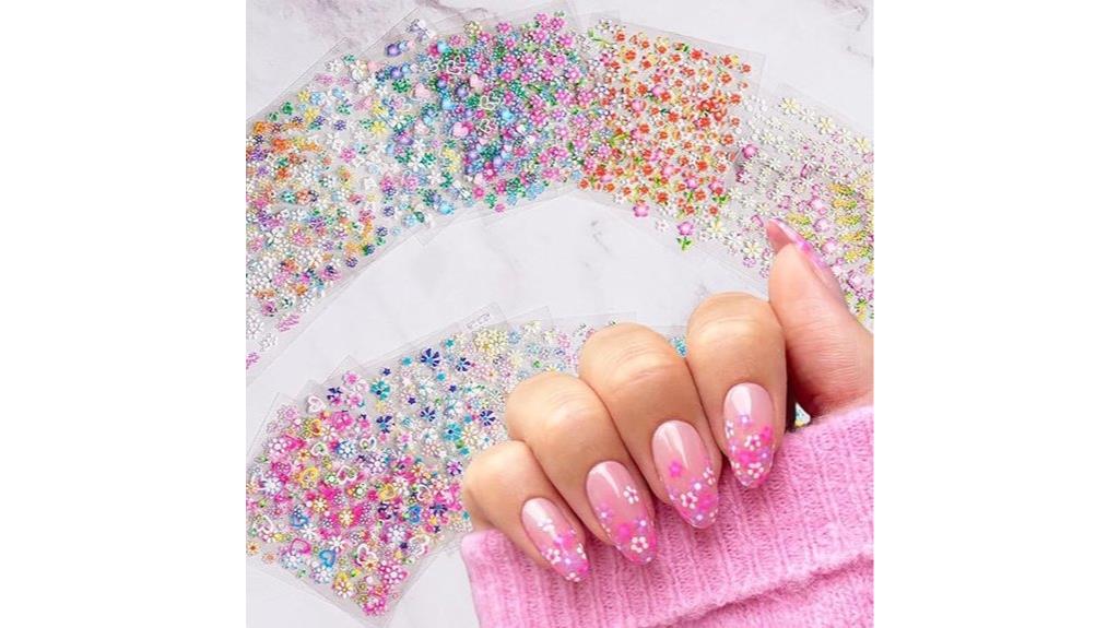 colorful floral nail stickers