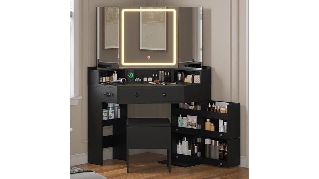 corner vanity with mirror