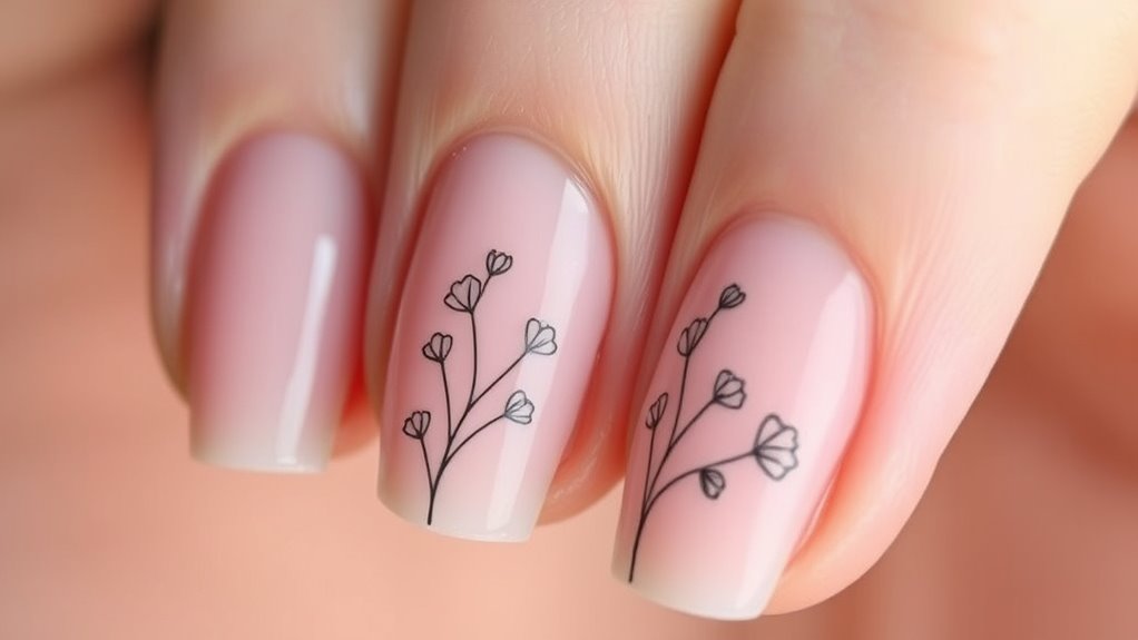elegant delicate floral outlines