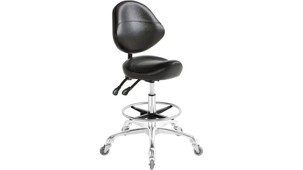 ergonomic saddle stool with footrest