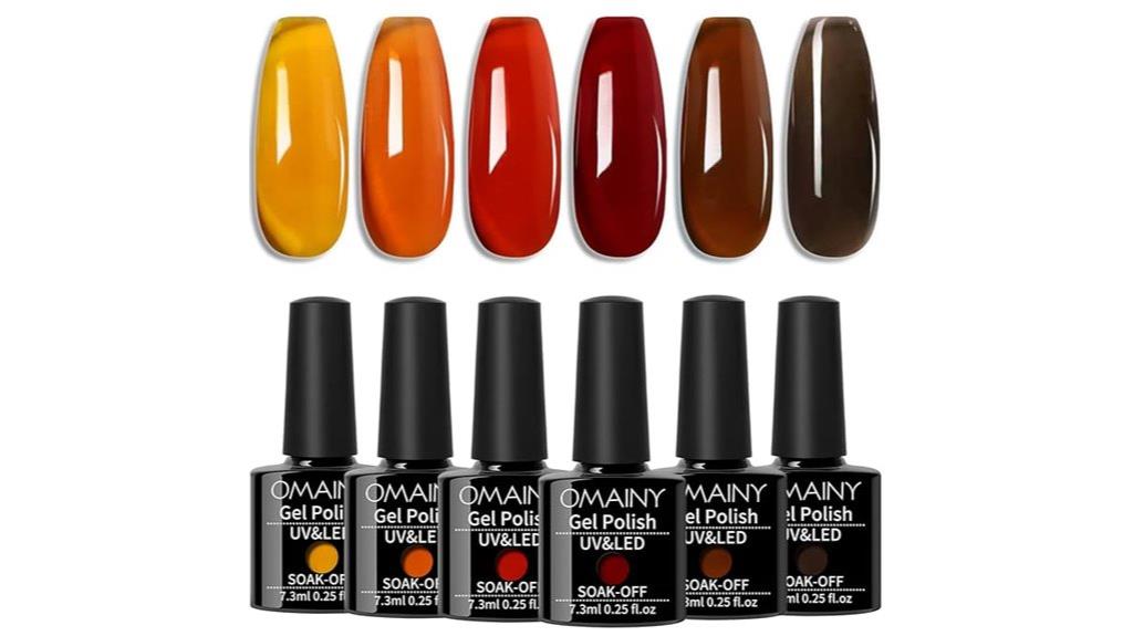 fall colored jelly gel nails
