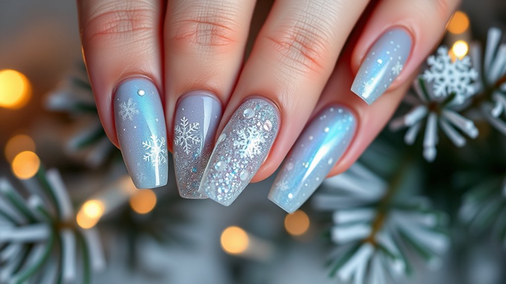 festive snowflake winter nails