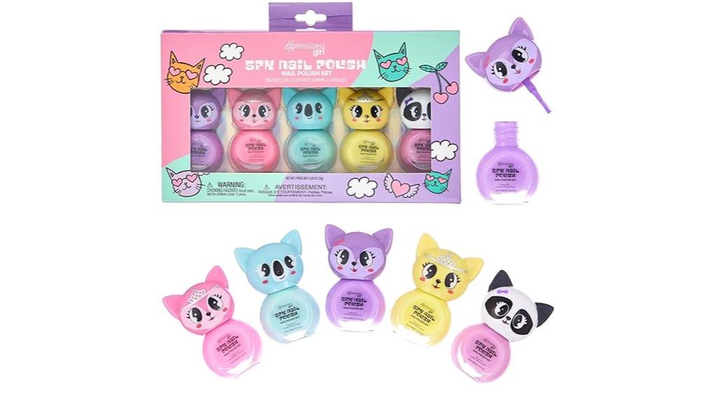 five piece critter nail polish