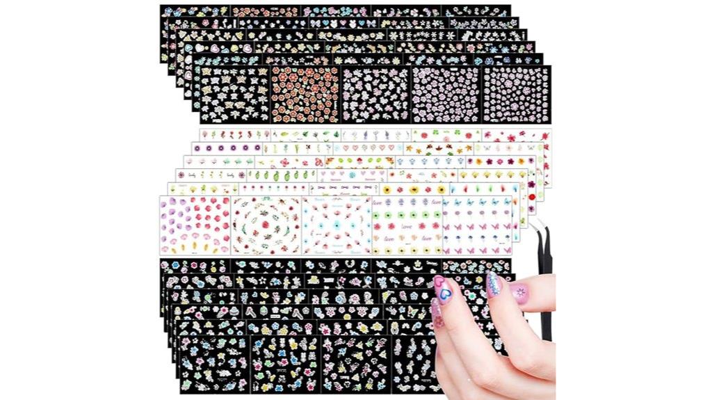 flower nail sticker set