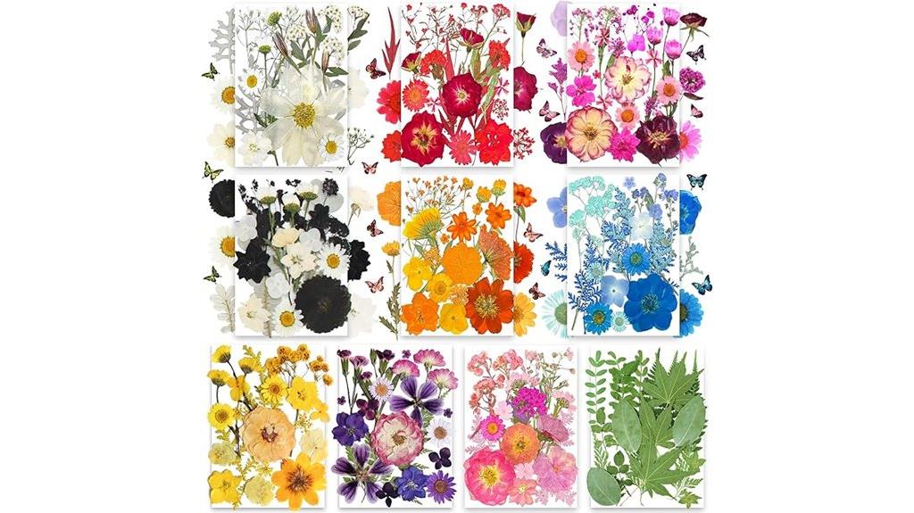 flowers butterflies pressed stickers