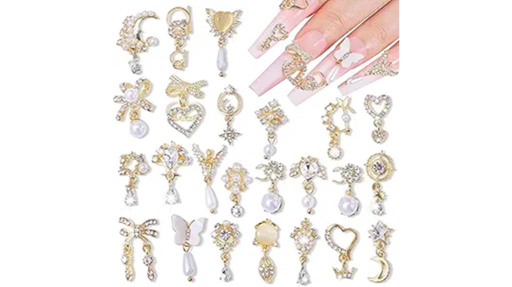 gold alloy nail rhinestones