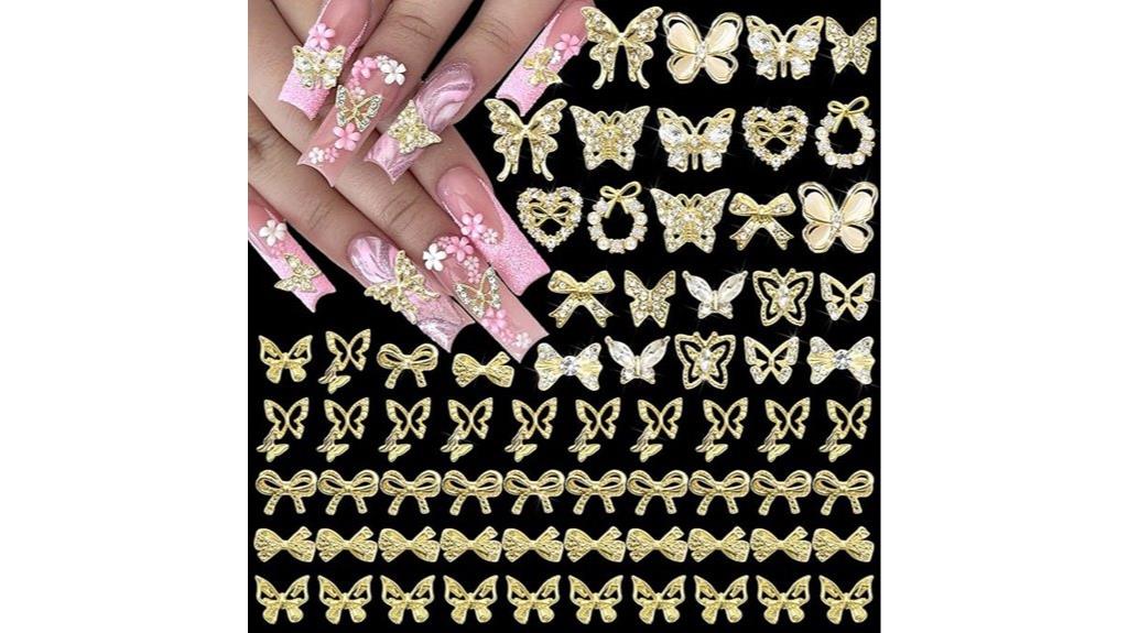 gold butterfly nail charms