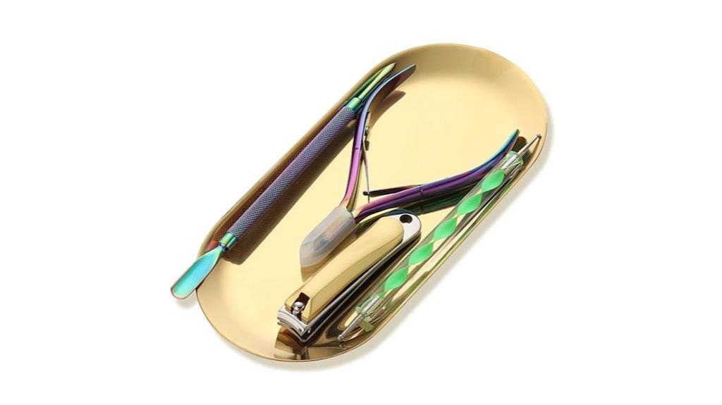 gold manicure tools tray