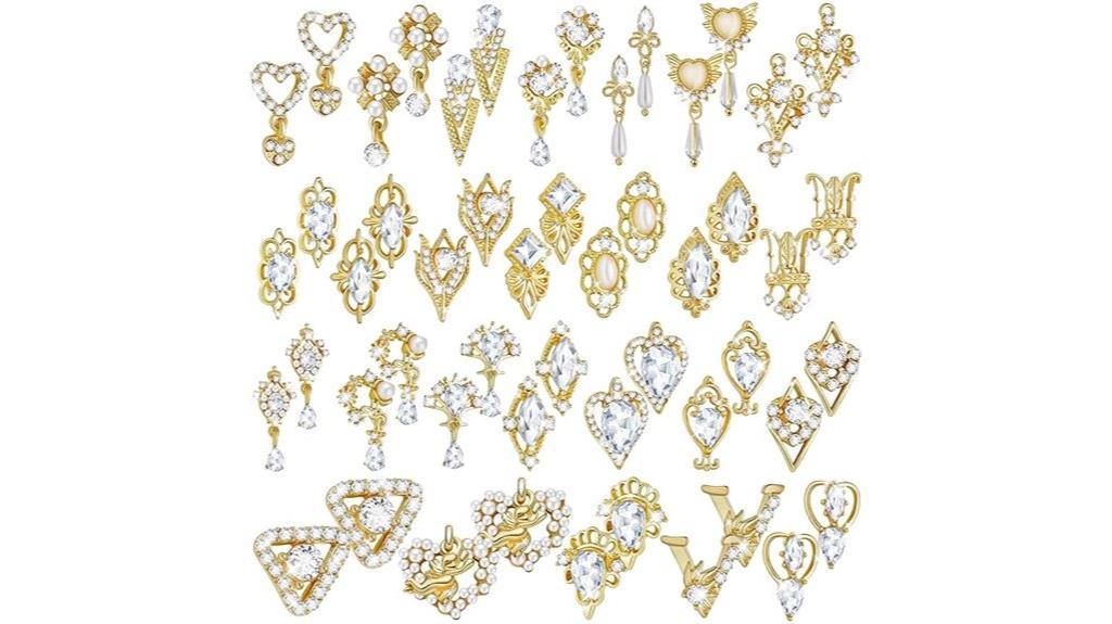 gold nail charm set