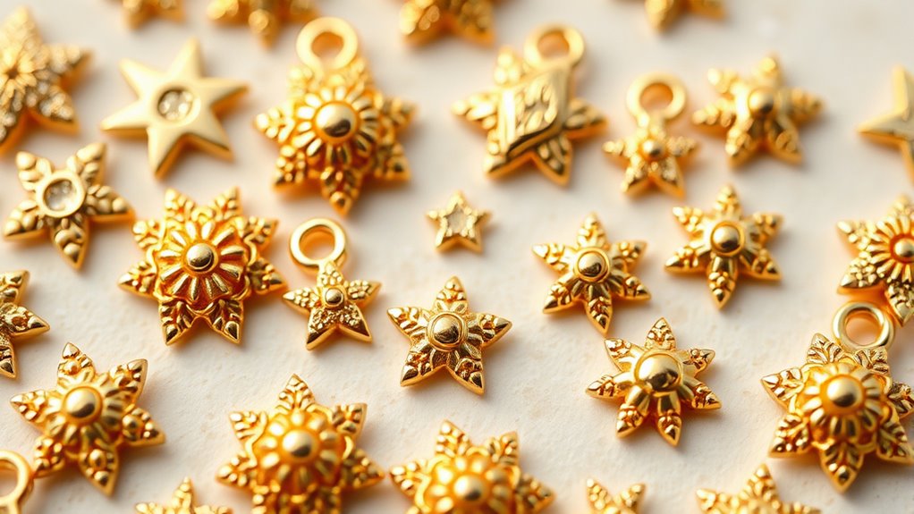gold tone 3d nail charms