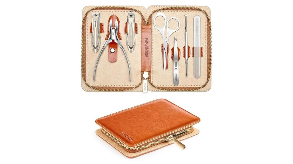 green leather manicure kit