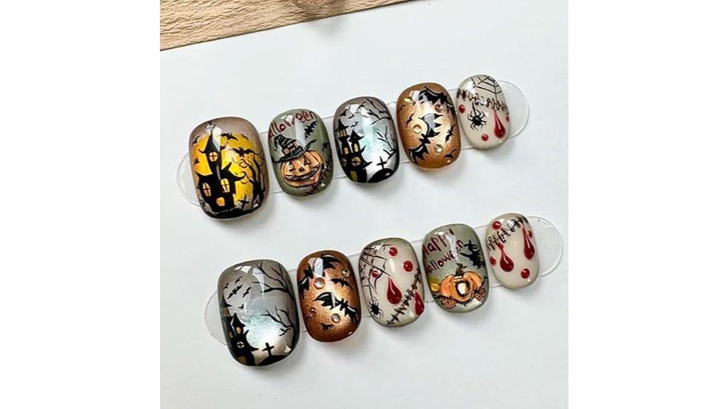 halloween themed cat nail set