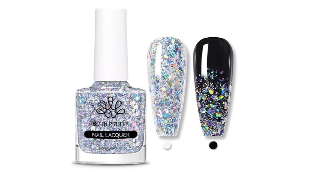holographic silver glitter polish