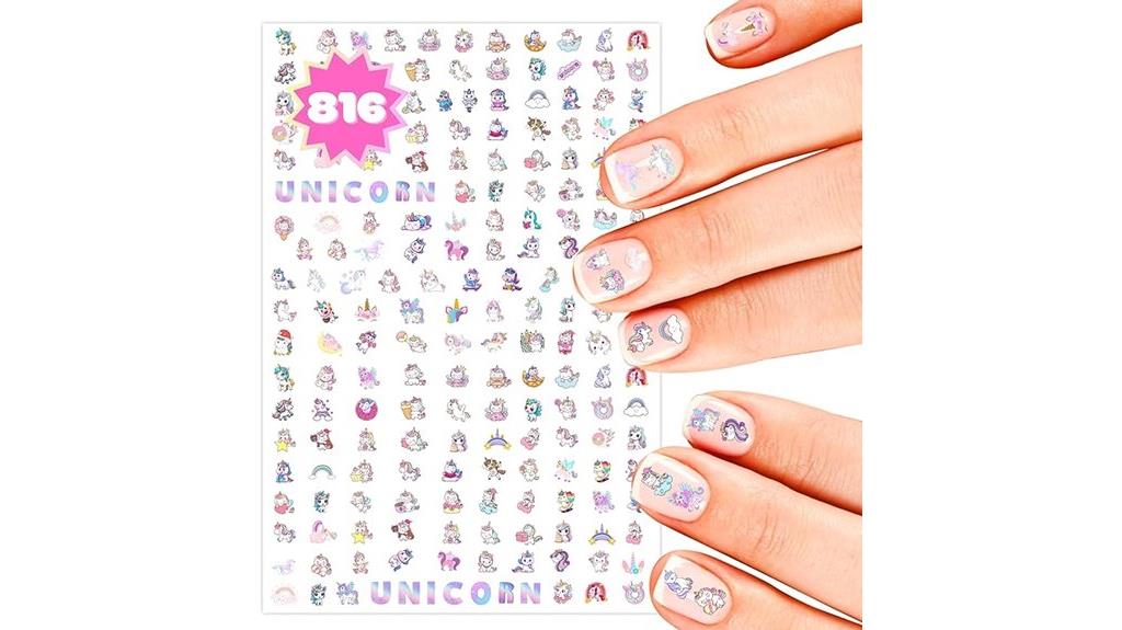kids unicorn nail decals