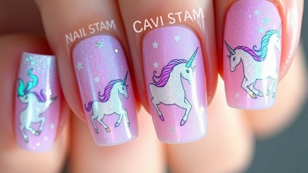 magical unicorn nail decals