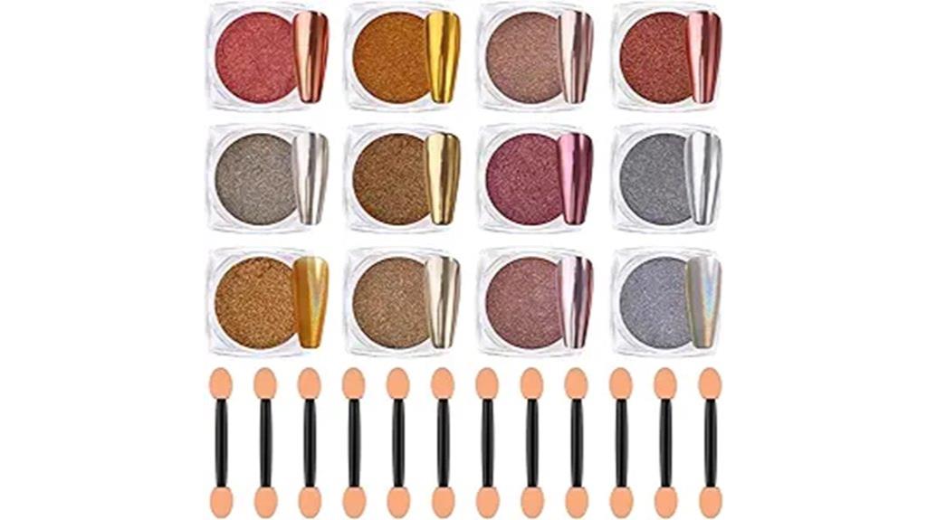 metallic nail powder set