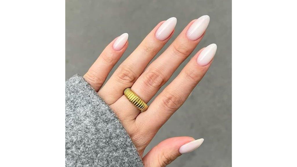 milky white almond nails