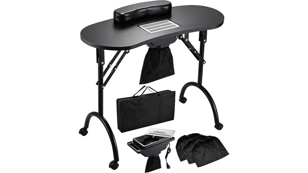 mobile nail station with vacuum