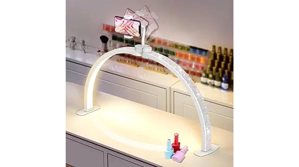 nail desk light with phone