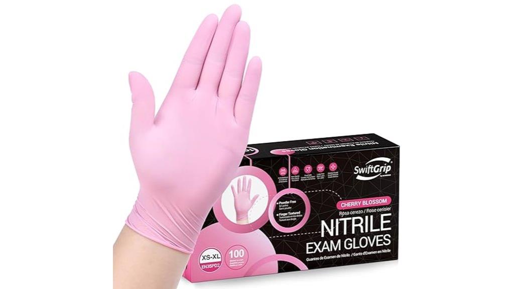 pink nitrile disposable gloves