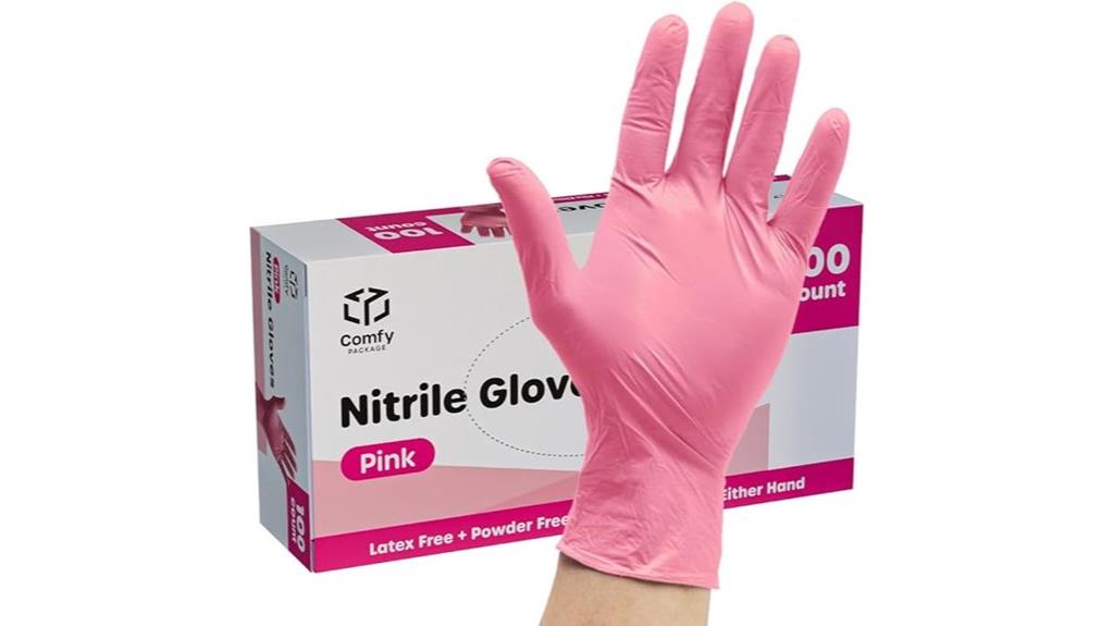 pink nitrile gloves pack