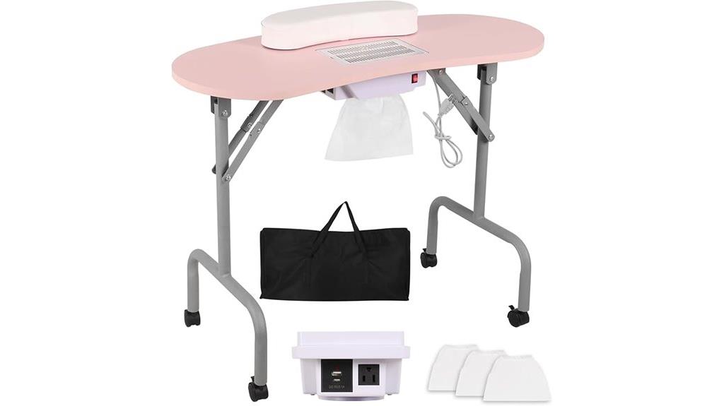 pink portable manicure station