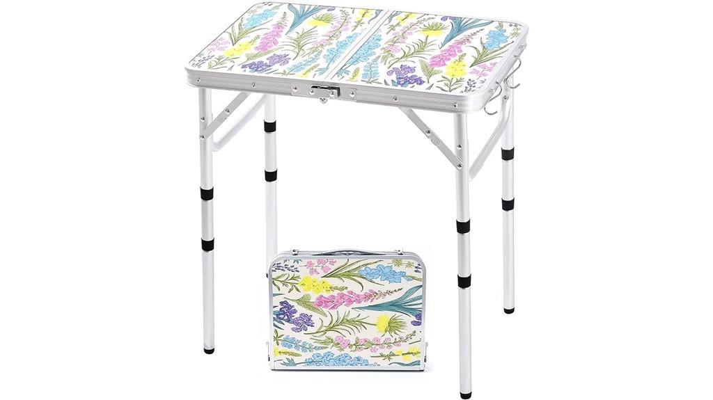 portable adjustable folding table