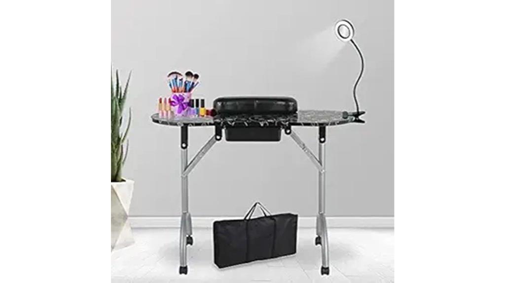 portable manicure table with magnifier