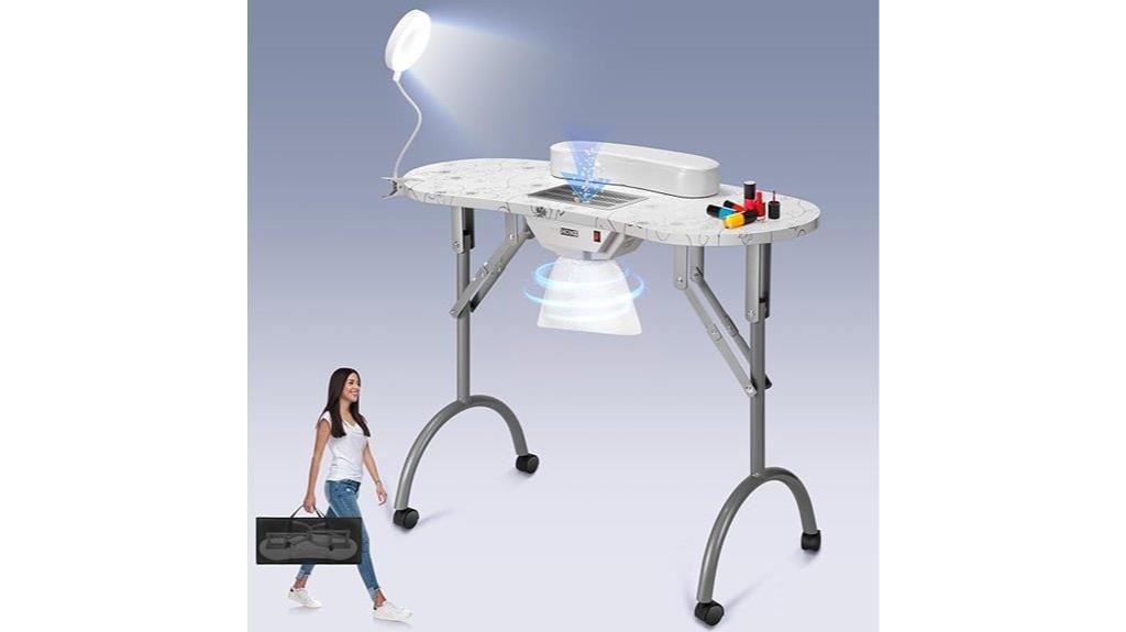 portable nail table with dust collector