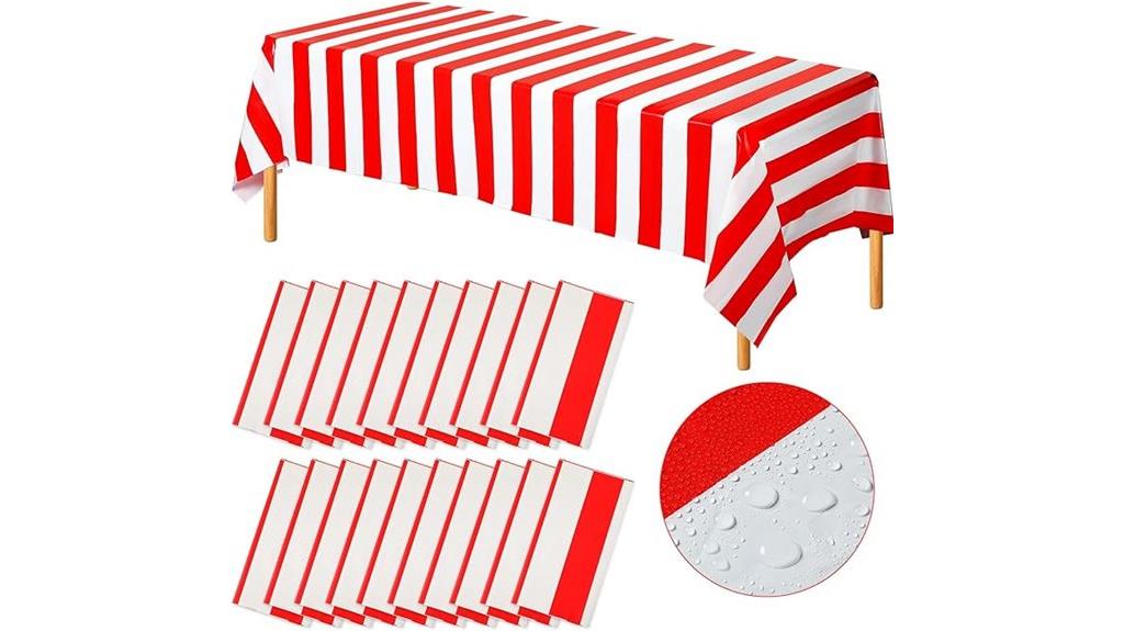 red and white striped tablecover