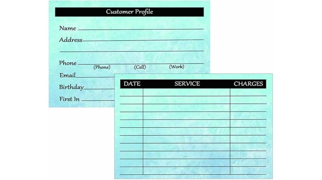salon client profile cards