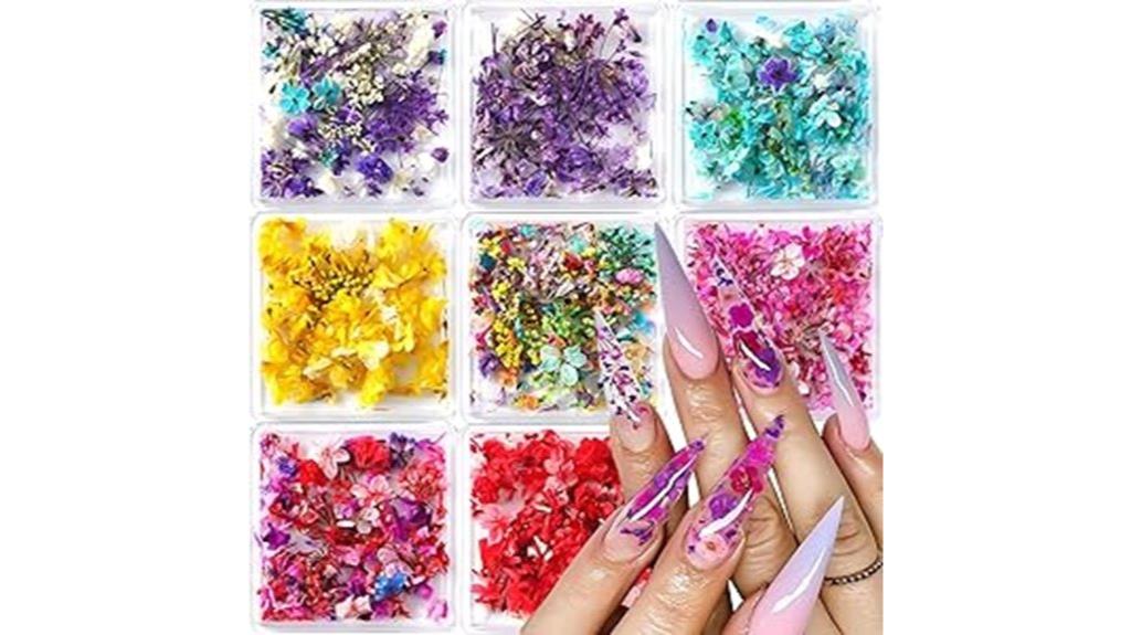 set of dried floral nails
