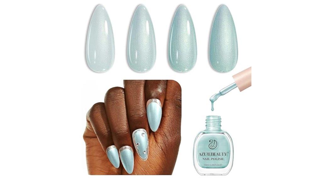 shimmery blue green nail polish