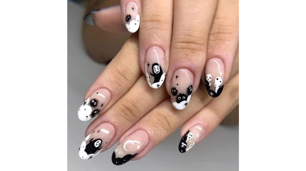 short glossy cartoon false nails