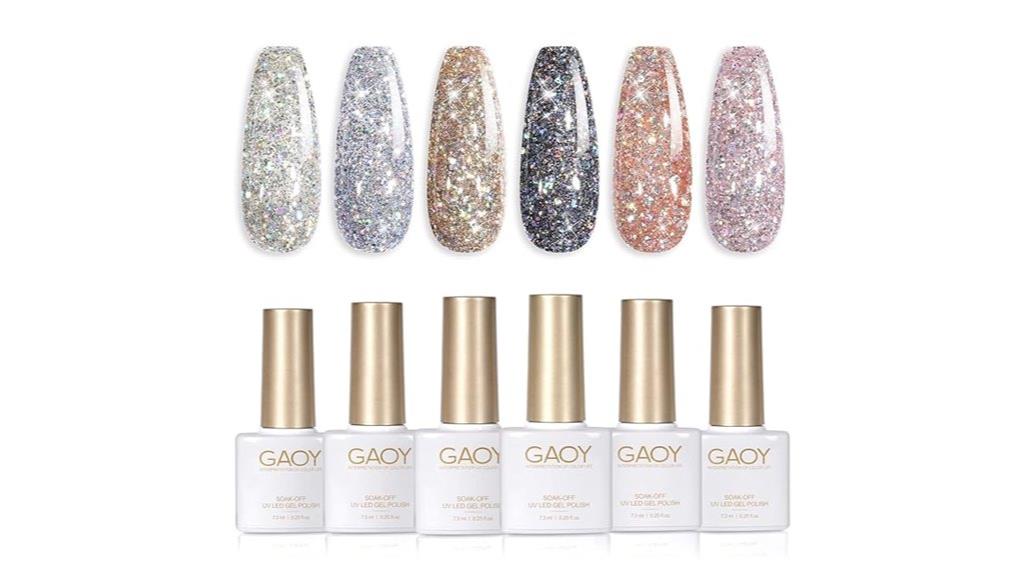 six color chrome glitter set