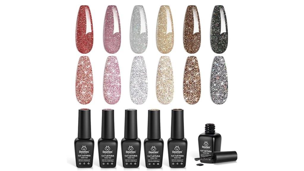 six color glitter gel