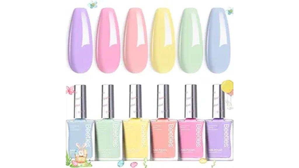 six color pastel beetle nails