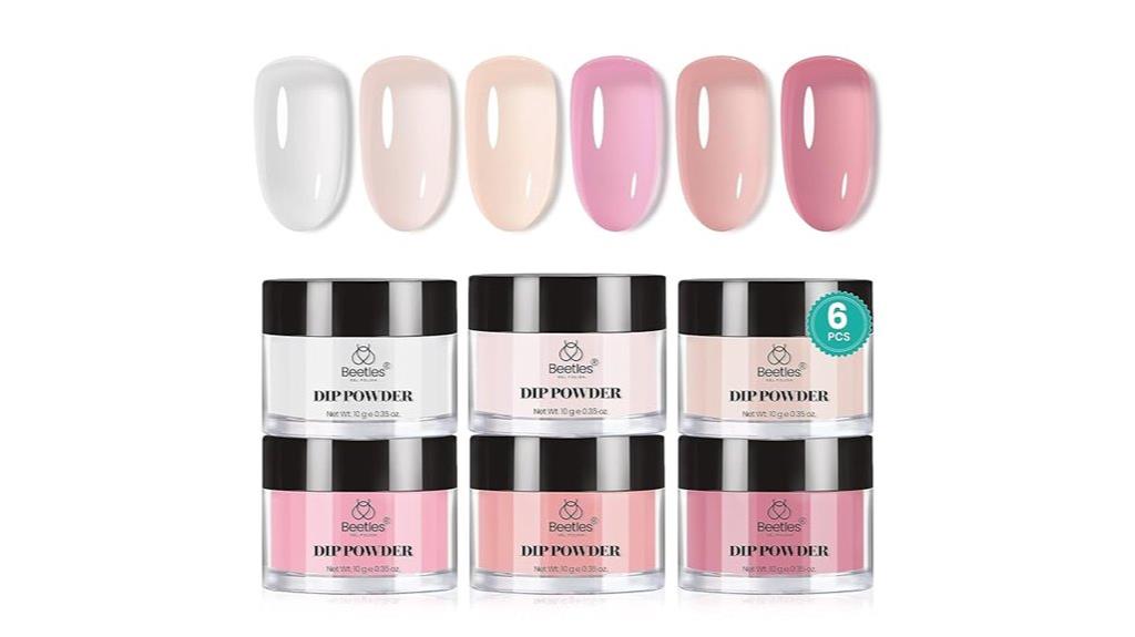 six colored dip nail kit