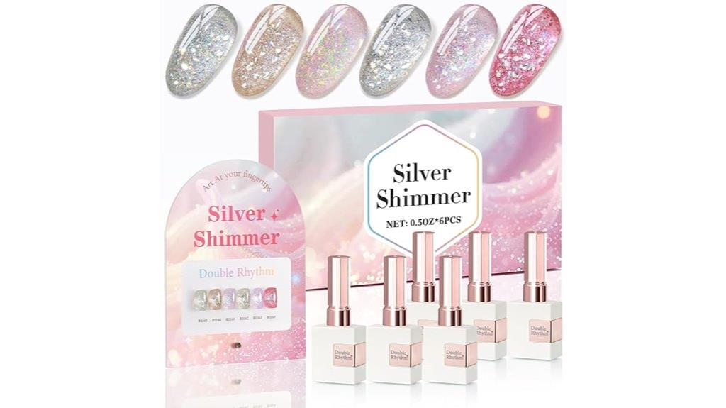 six glitter gel polish sets