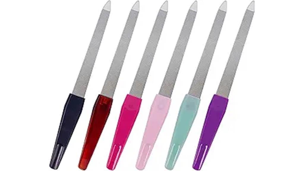 six stainless steel nail files