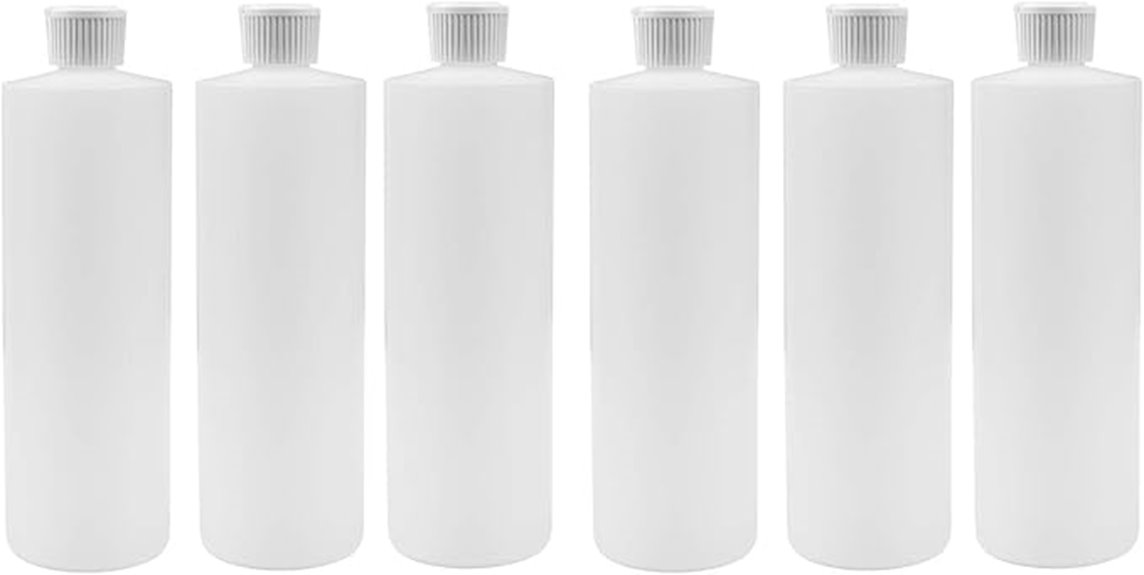six white flip top bottles