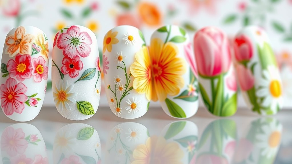 spring floral nail decals