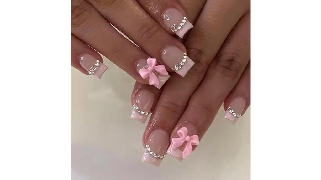 square rhinestone press ons