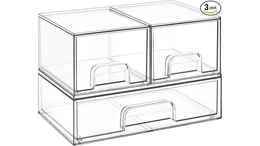 stackable clear plastic bins